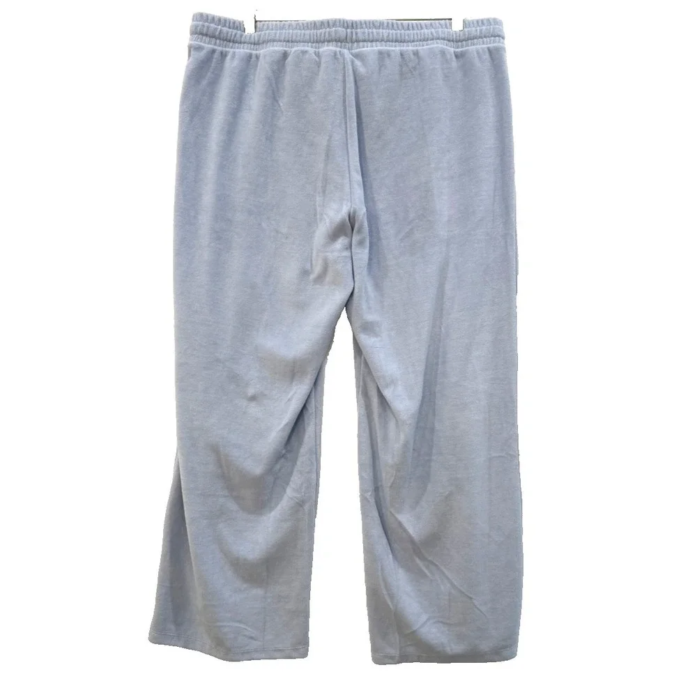 NWT Divided by‎ H&M XL Blue Velour Wide Leg Pintuck Seam Jog Pants